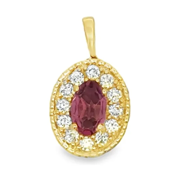 Oval Gemstone Halo Pendant