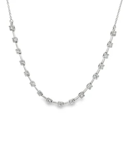 Station Diamond Curved Necklace