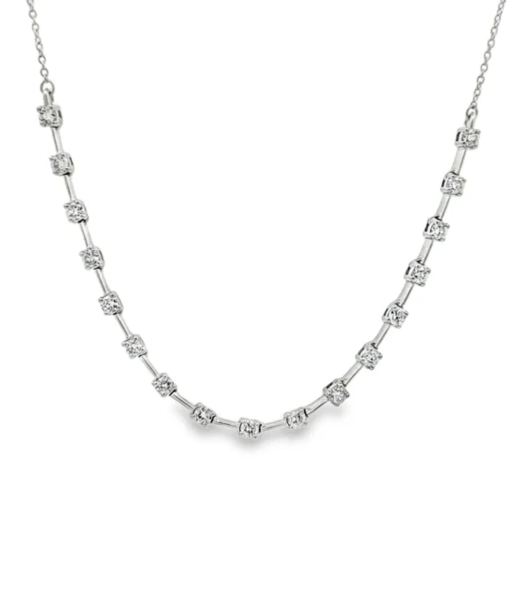 Station Diamond Curved Necklace