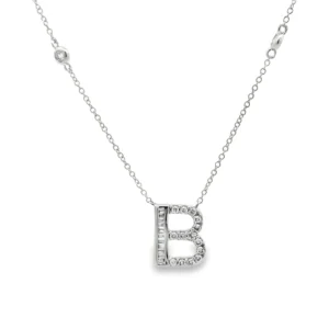 Diamond Initial B Pendant Necklace