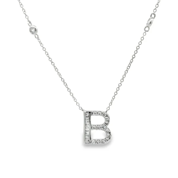 Diamond Initial B Pendant Necklace