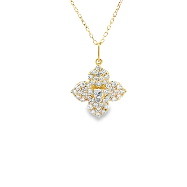 Floral Diamond Pendant Necklace