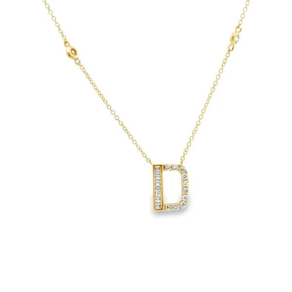Diamond Initial D Pendant Necklace