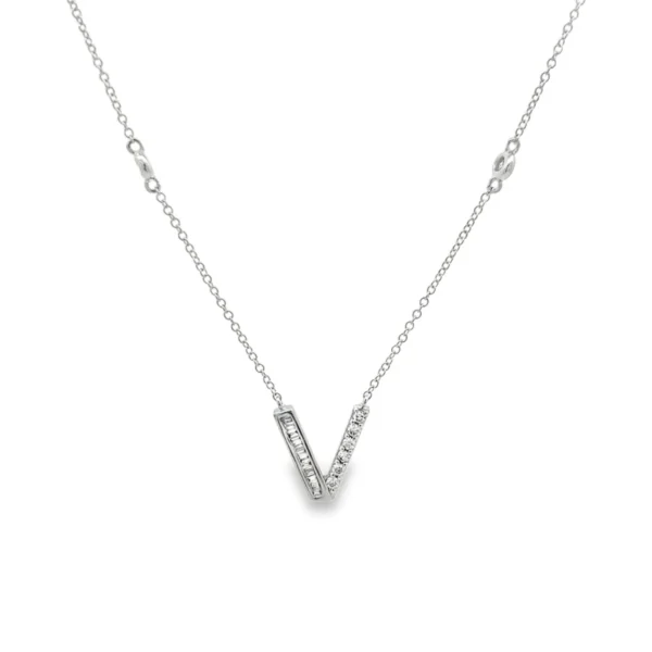 Diamond V Pendant Necklace