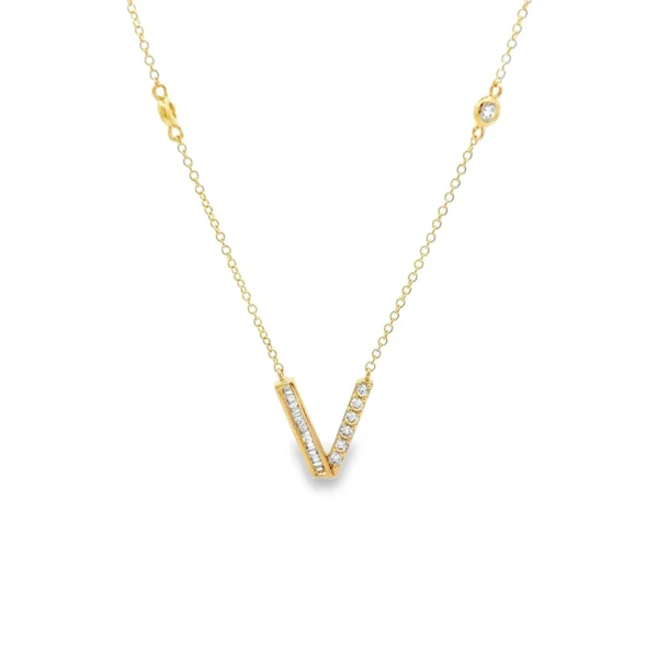 Diamond V Pendant Necklace