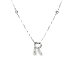 Diamond Initial R Pendant Necklace
