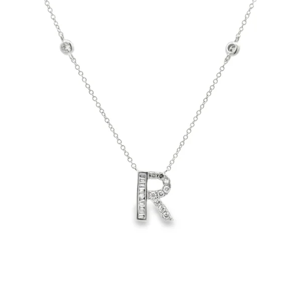 Diamond Initial R Pendant Necklace