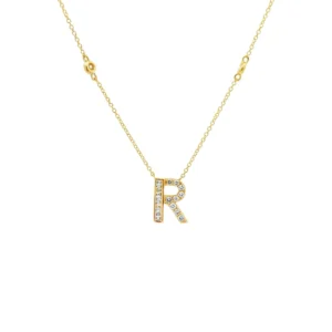 Initial R Diamond Necklace