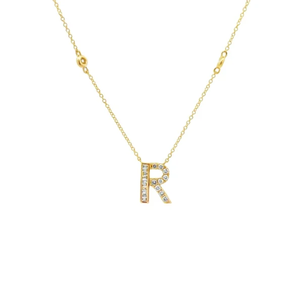 Initial R Diamond Necklace