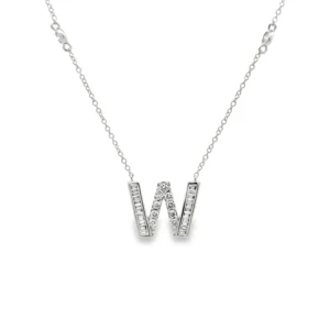 Diamond Initial W Pendant