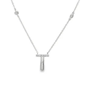 Diamond Initial T Pendant Necklace