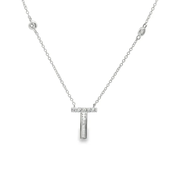 Diamond Initial T Pendant Necklace