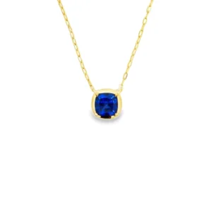 Cushion Blue Sapphire Necklace