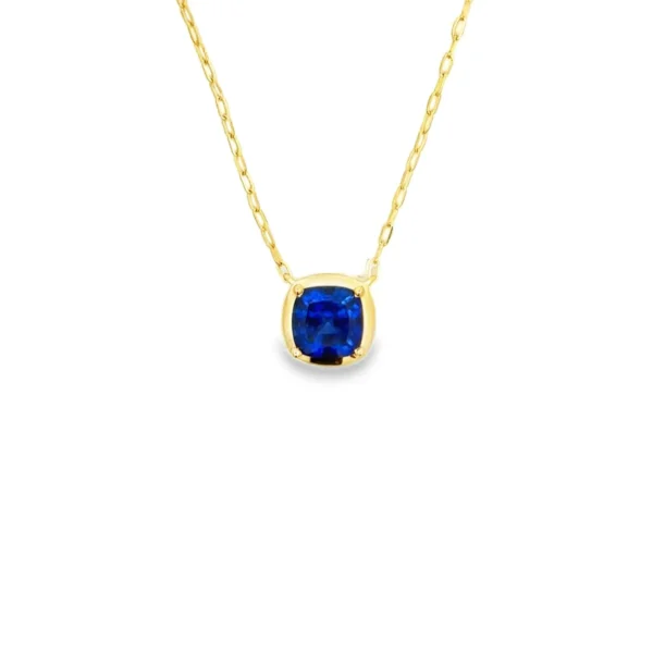 Cushion Blue Sapphire Necklace