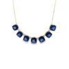 Cushion Sapphire Station Necklace
