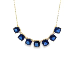 Cushion Sapphire Station Necklace