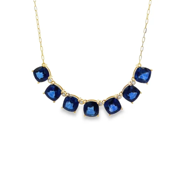 Cushion Sapphire Station Necklace