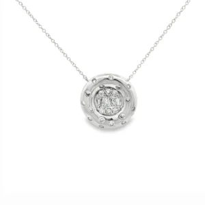 Circular Diamond Pendant Necklace