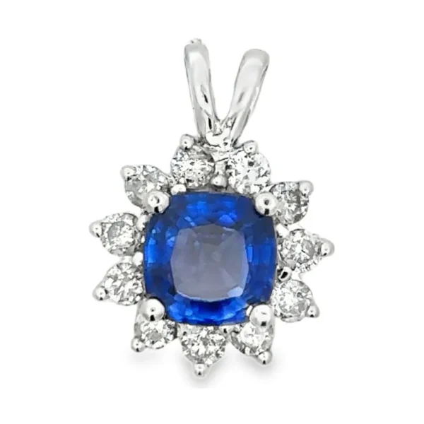 Sapphire Halo Pendant Necklace