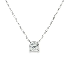 Cushion Diamond Pendant Necklace