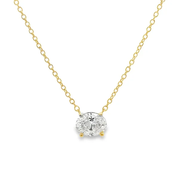 Oval Diamond Solitaire Necklace