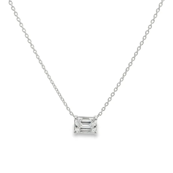 Emerald Diamond Solitaire Necklace
