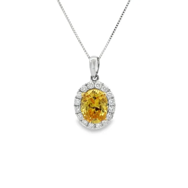 Oval Halo Pendant Necklace