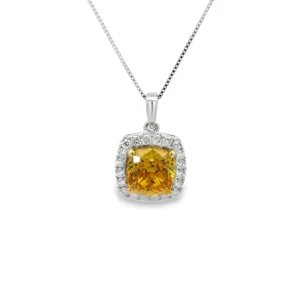 Cushion Cut Halo Necklace