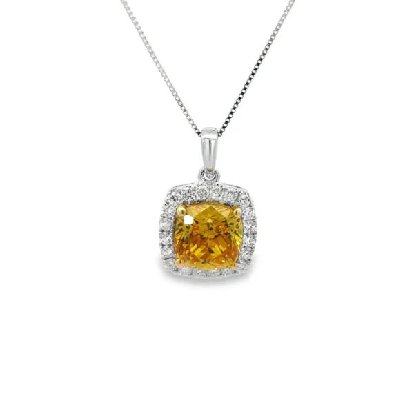 Cushion Cut Halo Necklace