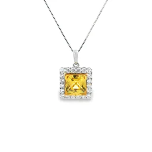 Square Yellow Diamond Necklace