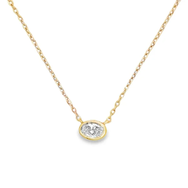 Oval Bezel Diamond Necklace