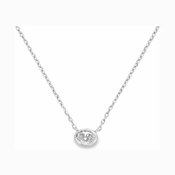 Oval Diamond Solitaire Necklace