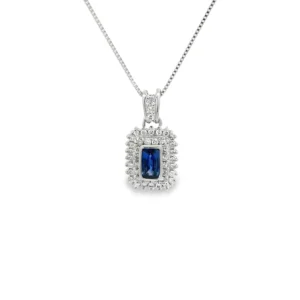 Emerald Sapphire Halo Necklace