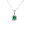 Emerald Halo Pendant Necklace
