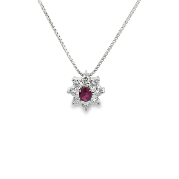 Ruby Diamond Floral Necklace