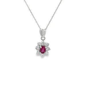 Ruby Halo Pendant Necklace