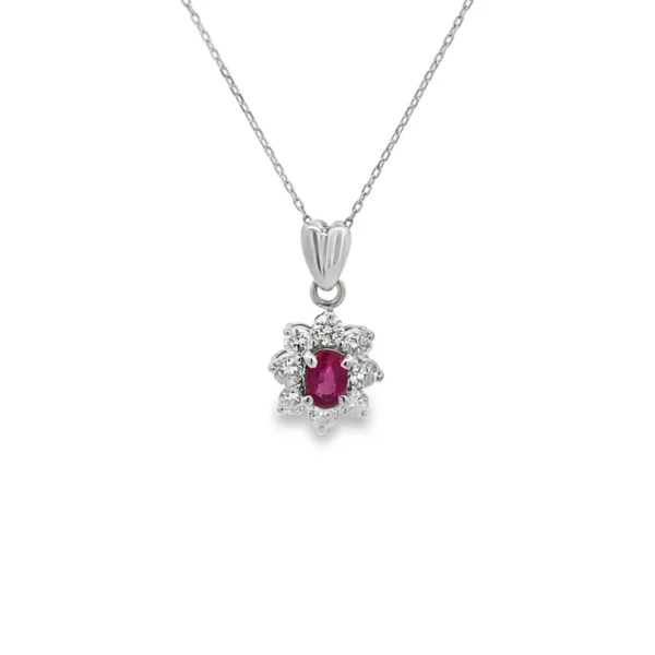 Ruby Halo Pendant Necklace