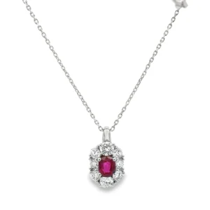 Ruby Halo Pendant Necklace
