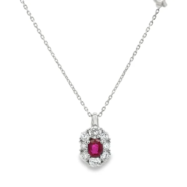 Ruby Halo Pendant Necklace