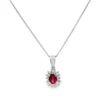 Oval Ruby Halo Necklace