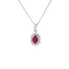 Oval Ruby Halo Necklace