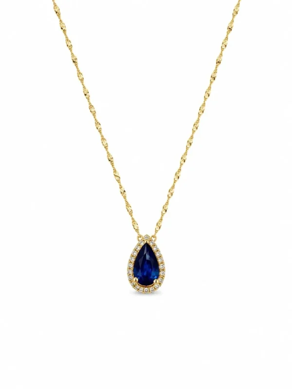 Pear Sapphire Pendant Necklace