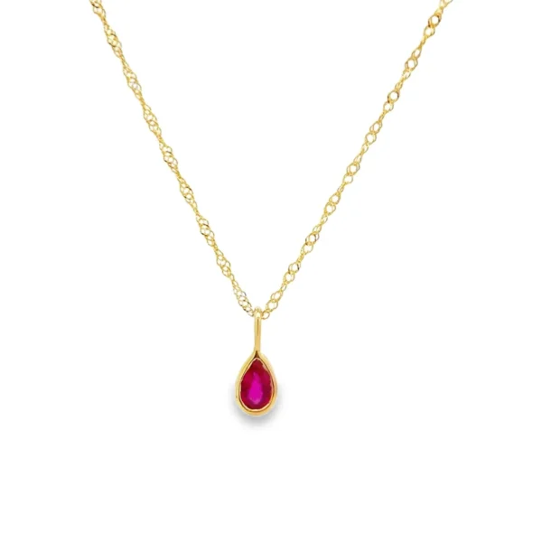 Pear Ruby Pendant Necklace