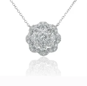 Floral Diamond Cluster Necklace
