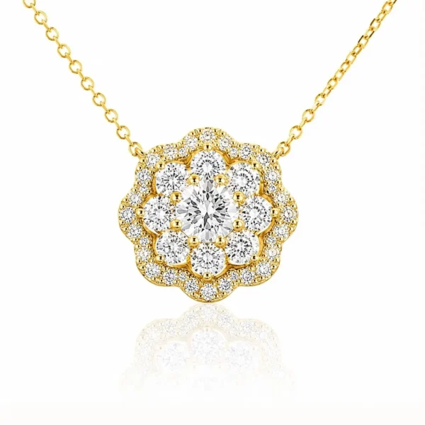 Floral Diamond Cluster Necklace