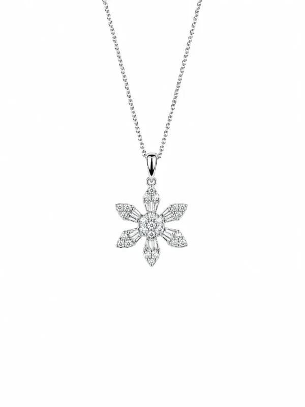 Snowflake Diamond Pendant Necklace