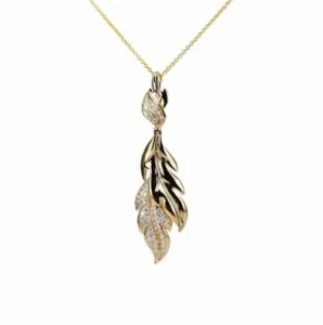 Feather Diamond Pendant Necklace