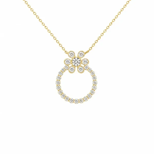 Floral Circle Pendant Necklace