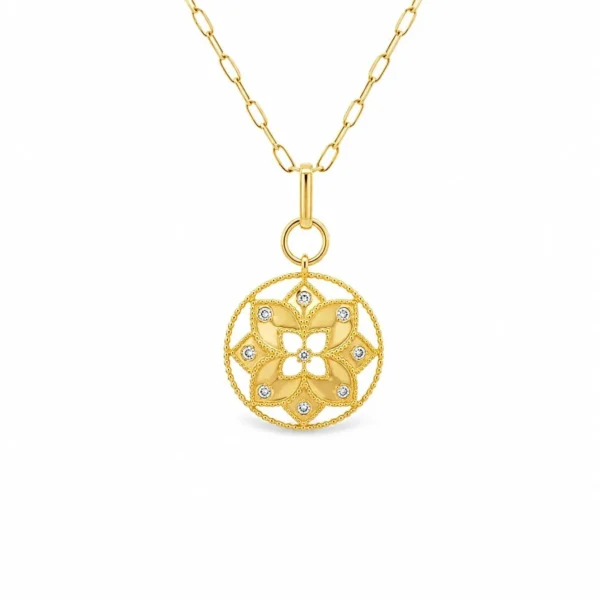 Floral Medallion Pendant Necklace