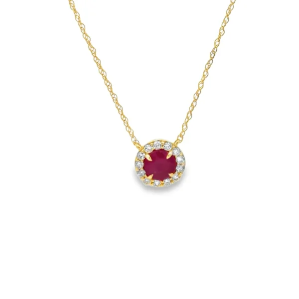 Ruby Halo Pendant Necklace